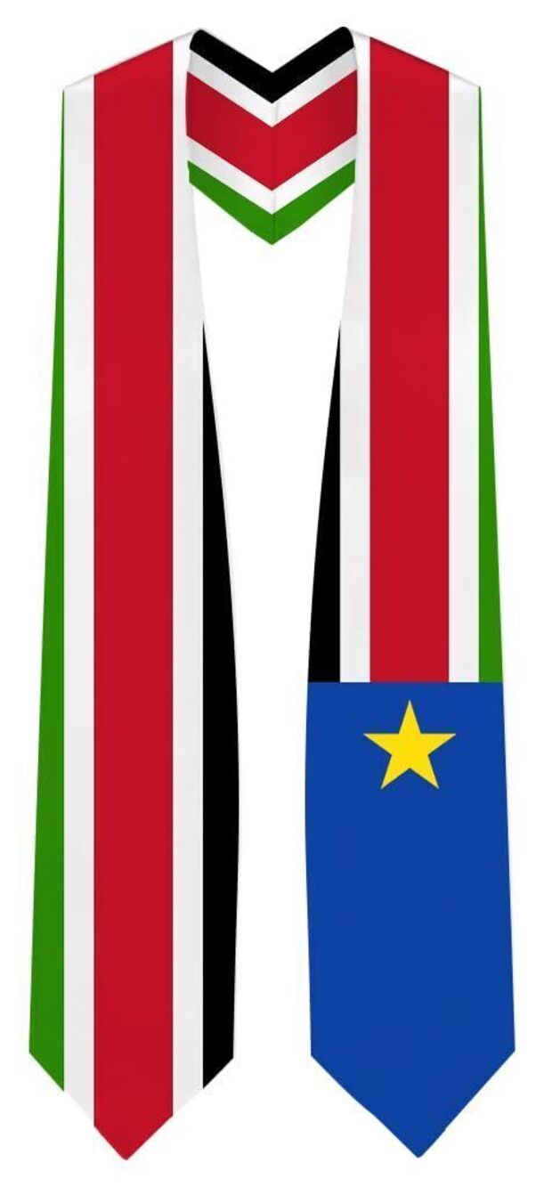 7483 South Sudan Flag Graduation Stole - Fits All Body Types - Sudanese